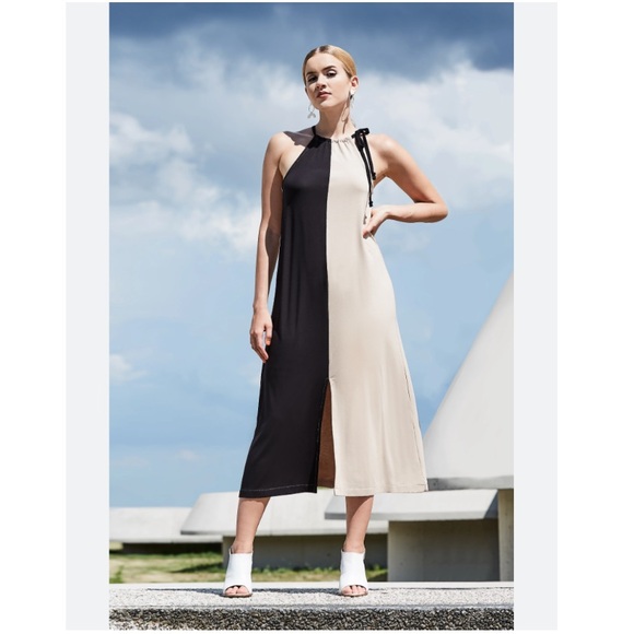 NWOT Halter Midi Black Dress Size Large - Picture 1 of 10